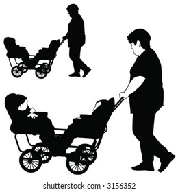 vector mother and children