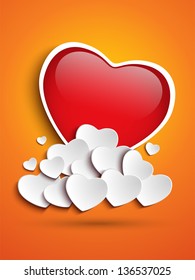Vector - Mother Day Heart Clouds on Orange Background