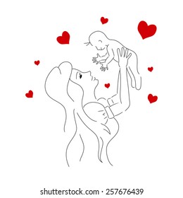 Vector mother life. Small baby. Greeting card. File format eps 10