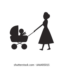 vector of mother with troller .Icon