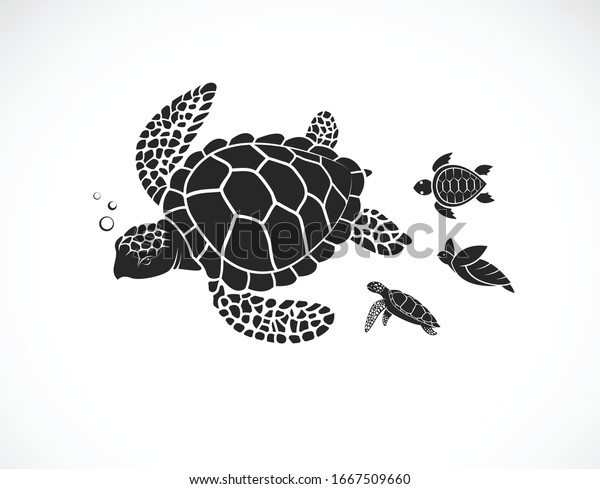 Vector of mother\
turtle and baby turtle on a white background. Reptile. Animals.\
Turtles logos or icons. Easy editable layered vector illustration.\
Family of sea turtles.