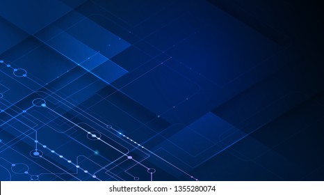 Vector motherboard or circuit board on blue background. Illustration computer hardware, integrated circuit system design. Abstract hi-tech futuristic, digital engineering, science technology concept