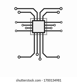 Icono del chip de la placa madre del vector. Ilustración del icono del chip vectorial de la placa base para web.