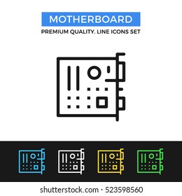 Vector motherboard icon. Mainboard, system board. Premium quality graphic design. Modern signs, outline symbols collection, simple thin line icons set for website, web design, mobile app, infographics