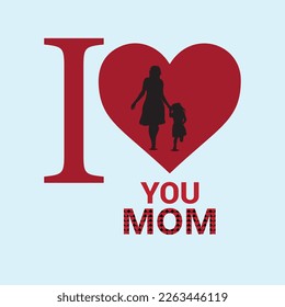 Vector mothers day greeting card. golden heart with calligraphy and red ribbon.