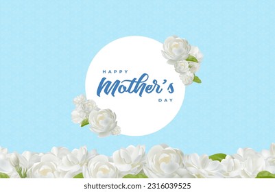 Vector Mother's day illustration with jusmine flower background
