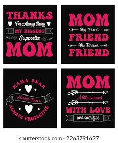 Vector mothers day typography lettering quotes designs bundle for tshirt