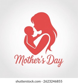 Vector Mother's Day A woman with a baby in her arms silhouette Mother's day concept .  isolated on white background. illustration EPS 10.
