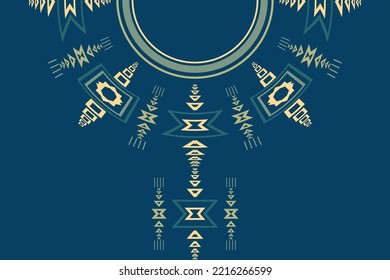 Vector Motif A beautiful embroidery neckline design, round swirl motifs, geometrical pattern, and elements, Brocade kurta digital artwork textile print on fabric, Illustration