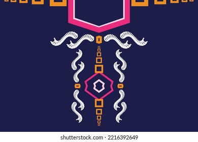 Vector Motif Floral necklace embroidery digital and textile print on fabric saree