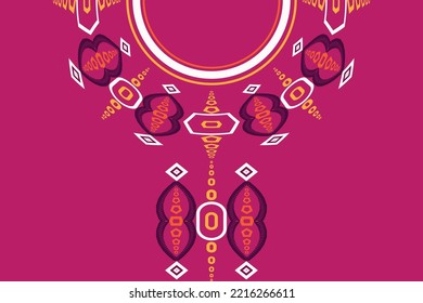 Vector Motif Ikat Geometry neckline Ethnic oriental Morocco pattern traditional digital and textile print on fabric saree