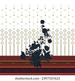 vector Motif Pattern Design with Border and Background Using Geometric Flower