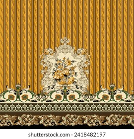 Vector Motif Pattern Design with Border and Background Using Geometric Flower