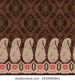 Vector Motif Pattern Design with Border and Background Using Geometric Flower