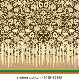 Vector Motif Pattern Design with Border and Background Using Geometric Flower
