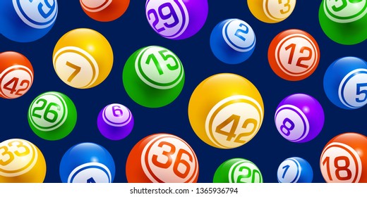 Vector motion colorful lottery bingo balls isolated on dark background