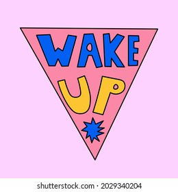 pegatinas de motivación vectorial para el trabajo y el estudio - despierta.nostalgia fuente dibujada a mano.Tipografía de letras en el estilo hippie psicodélico de las décadas de 1970 y 1980. Pegatinas extravagantes para historias en medios sociales