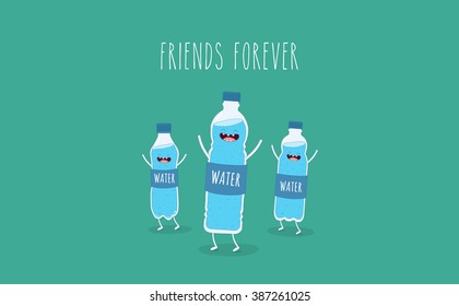 Vector motivation card. Funny bottle of water. Use for card, poster, banner, web design and print on t-shirt. Easy to edit. Vector illustration.