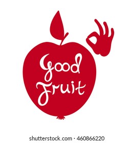 Vector motivation card with hand silhouette. Local market poster. Perfect illustration for food shop, grocery or organic product label.