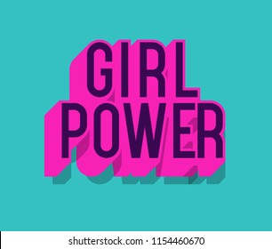 Vector motivation poster with sign - girl power for print, t hirts, graating card, feminist concept, female slogan, sticker. 10 eps