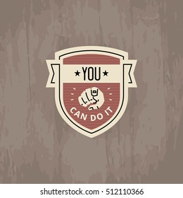 Vector motivational badge - emblem for inspiration and encouragement - human hand with pointing finger in simple minimal style