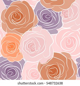 Vector motley rose flowers seamless pattern.