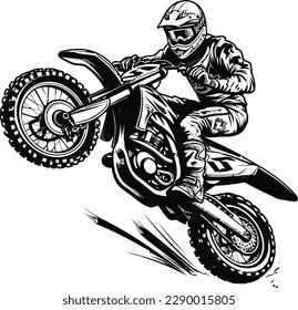 vector A motocross rider on a motorcycle t-shirt design