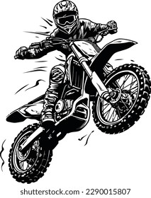 Vektor A Motocross-Fahrer auf einem Motorrad-T-Shirt-Design