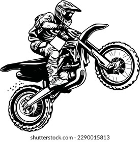 Vektor A Motocross-Fahrer auf einem Motorrad-T-Shirt-Design