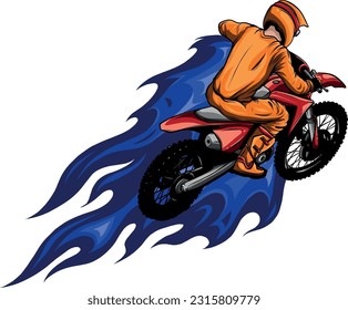 vector motocross rider ride the motocross bike