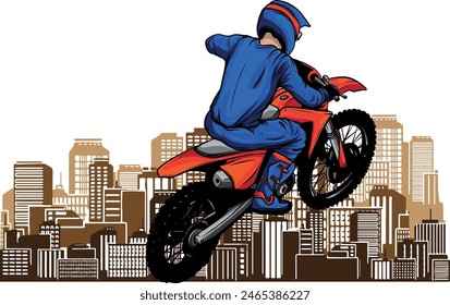 vector motocross rider ride the motocross bike