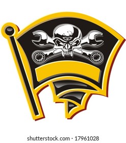 Vector moto-Jolly Roger badge (separated by layers for easy edit)