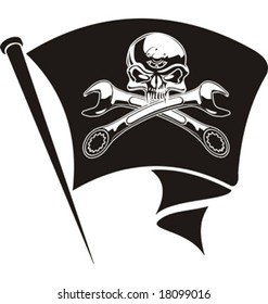 Vector moto-Jolly Roger flag. EPS-8 separated by layers for easy edit