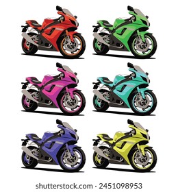 vector motor bike in different colors