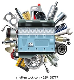 Vector Motor Engine with Car Spares