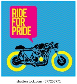 vector motorbike illustration ride for pride  colorful poster