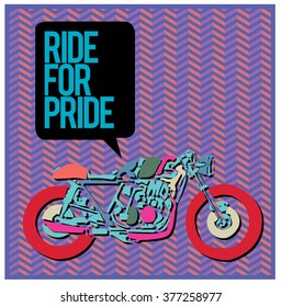 vector motorbike illustration ride for pride  colorful poster