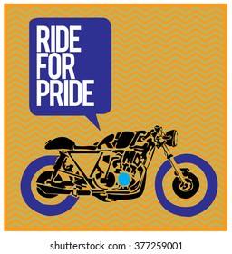 vector motorbike illustration ride for pride  colorful poster