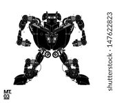 Vector motorbike robot character black