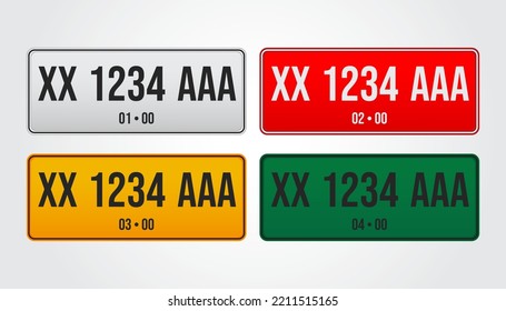 Vector of motorcycle and car number license plate vehicle registration of indonesia.