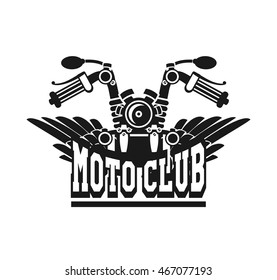 vector motorcycle club emblem retro bike with wings on a white background