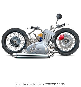 Vector Motorcycle Concept with Spare Parts isolated on white background