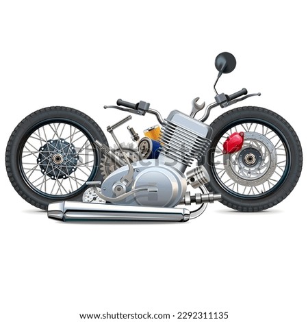 Vector Motorcycle Concept with Spare Parts isolated on white background
