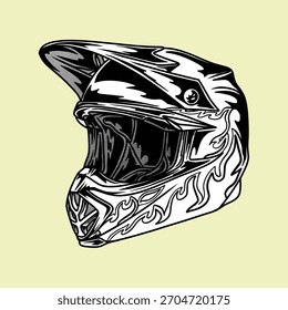 Ilustración de casco cruzado de motocicleta de Vector