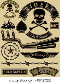 Vector motorcycle design elements set.