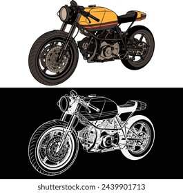 vector motorcycle drawing, bike illustration