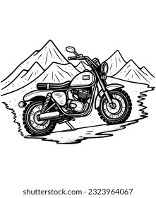 vector motorcycle in front of mountain,
mountain bike t-shirt design vector
