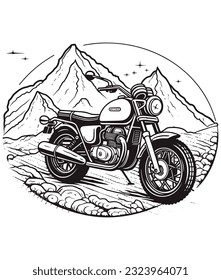 vector motorcycle in front of mountain,
mountain bike t-shirt design vector