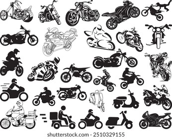 Vector Motorcycle has many icons of new and old models