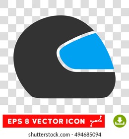 Vector Motorcycle Helmet EPS vector pictograph. Illustration style is flat iconic bicolor blue and gray symbol on a transparent background.